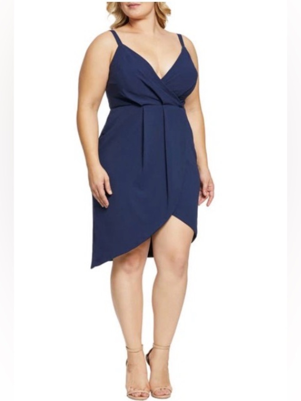 Dress the Population Midnight Blue Owen Wrap Tulip Hem Dress